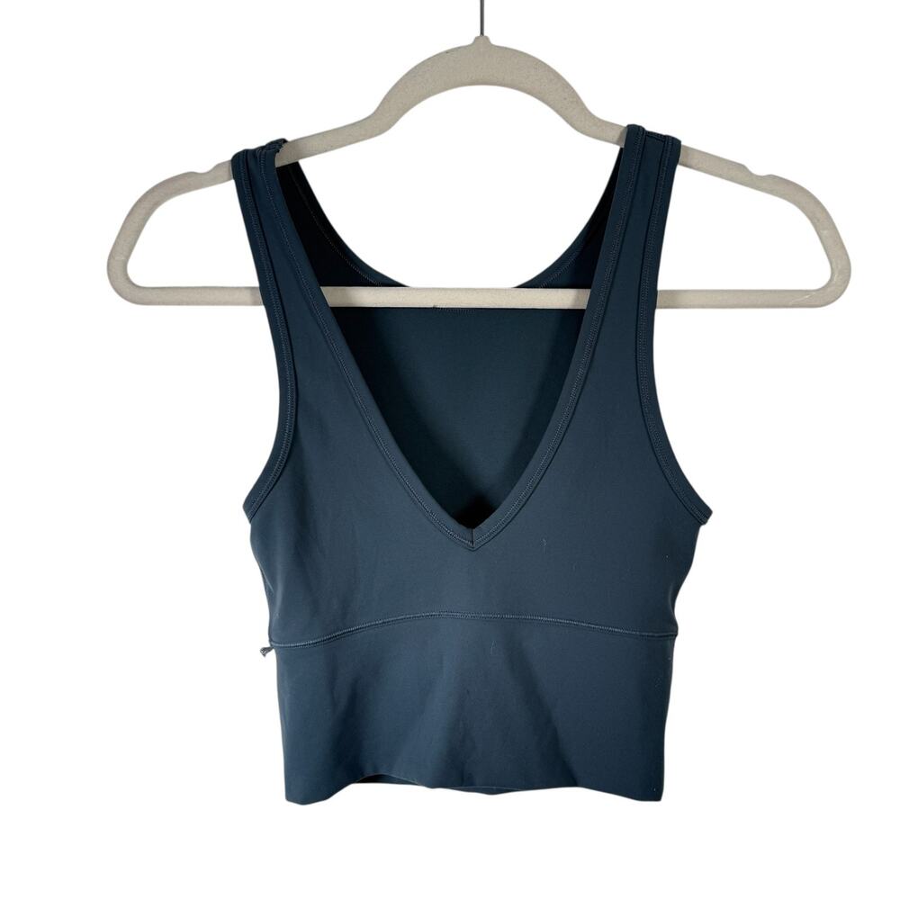 Lululemon Power Pivot Crop Train Tank Top Iron Blue Reversible Gym Run Womens 2? - Picture 3 of 4